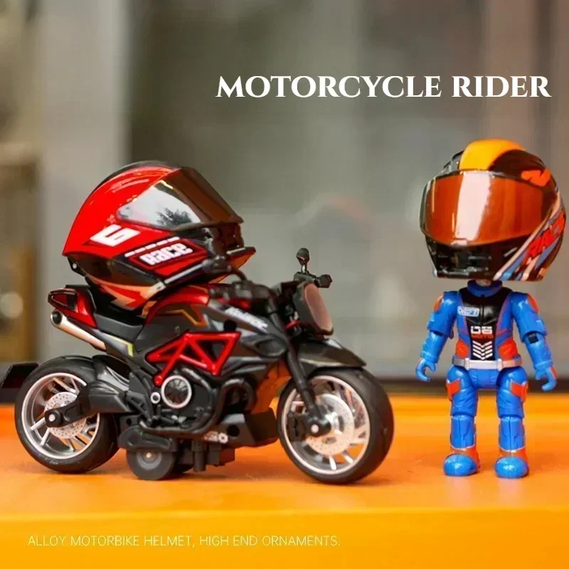 1-10Pcs New 1:12 Alloy Q Edition Motorcycle Helmet Exquisite Model Collection Decoration Toy for Motorcycle Rider Birthday Gift