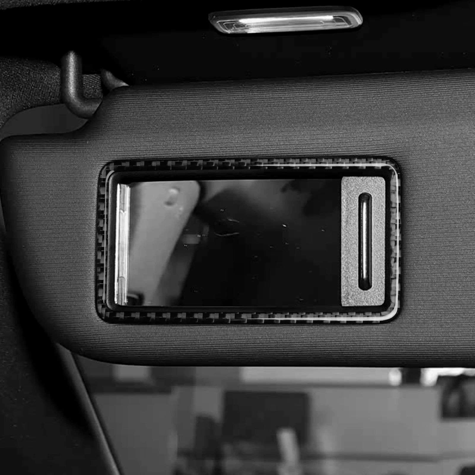 For Porsche Cayenne E3 9YA 9YB 2018-2023 Sun Visor Vanity Mirror Panel Frame Decorative Carbon Fiber Interior Accessory Sticker
