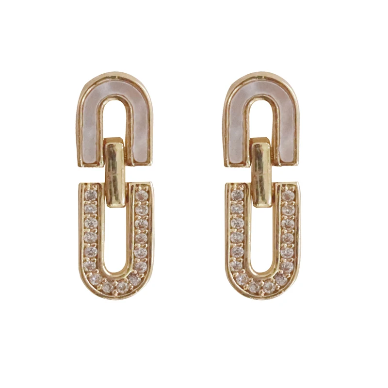 

S925 silver needle U-shaped stud earrings temperament exquisite versatile earrings women's French senior