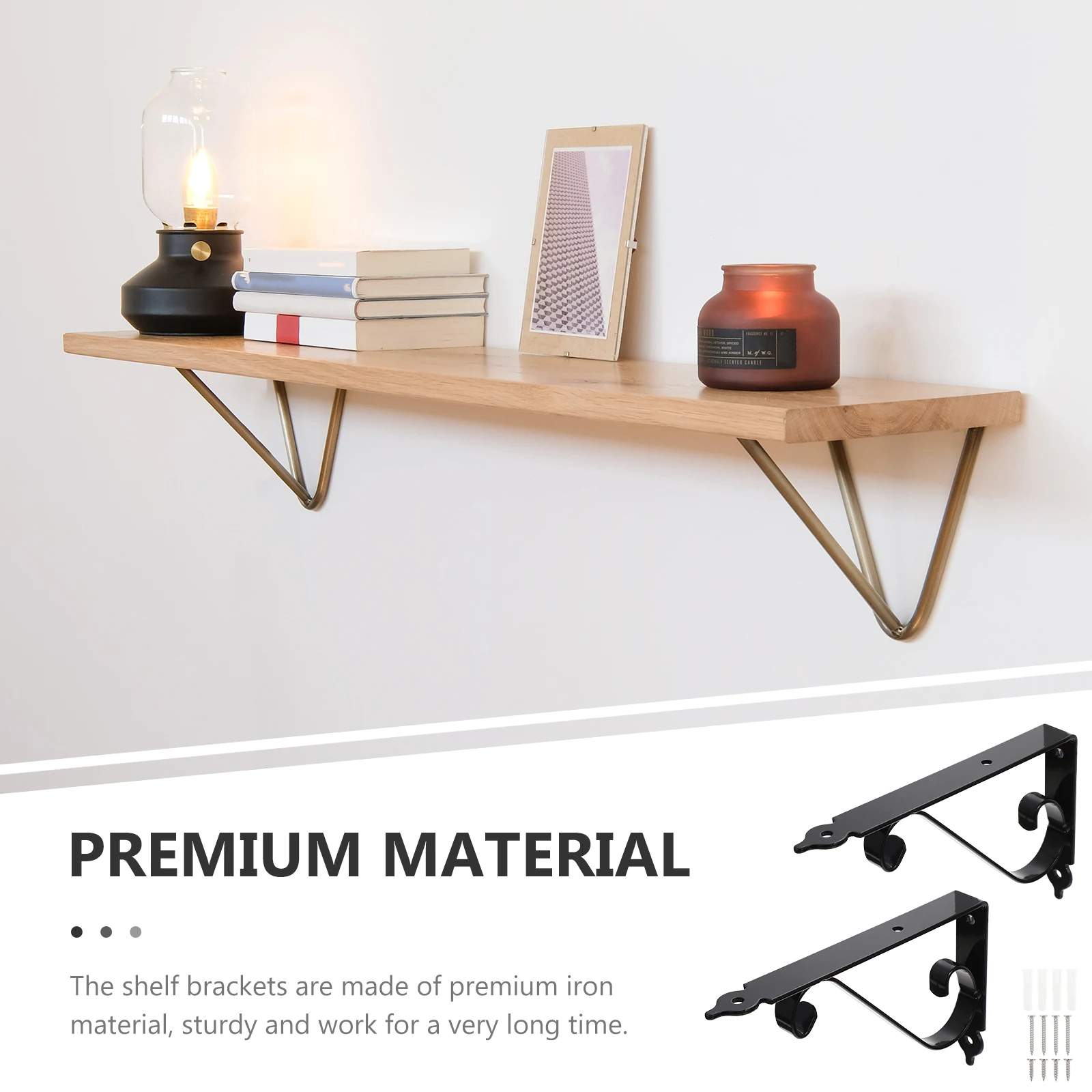 

2Sets Iron Wall Shelf Support Brackets Heavy Duty Thickened Triangle Brackets for Home Kitchen Workshop Bathroom