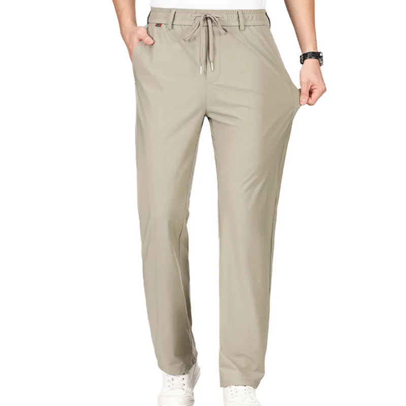 

Мужские модные повседневные брюки весна-лето, однотонные, с высокой эластичностью, на резинке, деловые, для работы и комфортных поездок на работу