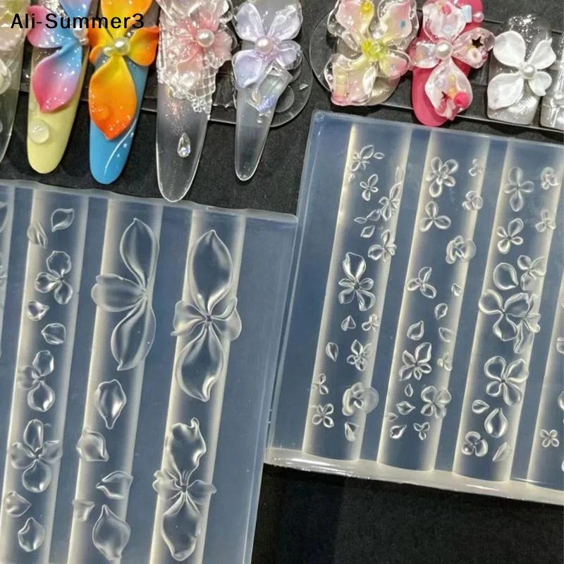 【SC】1/2Pcs 3D Flower Silicone Nail Mold Stereo Petal Nail Art Mould For UV Resin Gel Carved Flower DIY Nail Decoration Making