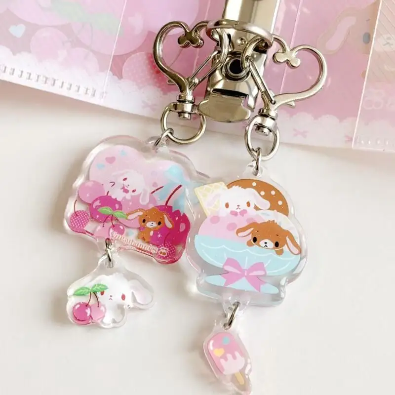 

Kawaii Sugarbunnies Tea Party Love Buckle Sparkling Pink Keychain Creative Peripheral Backpack Pendant Zipper Accessories Gift