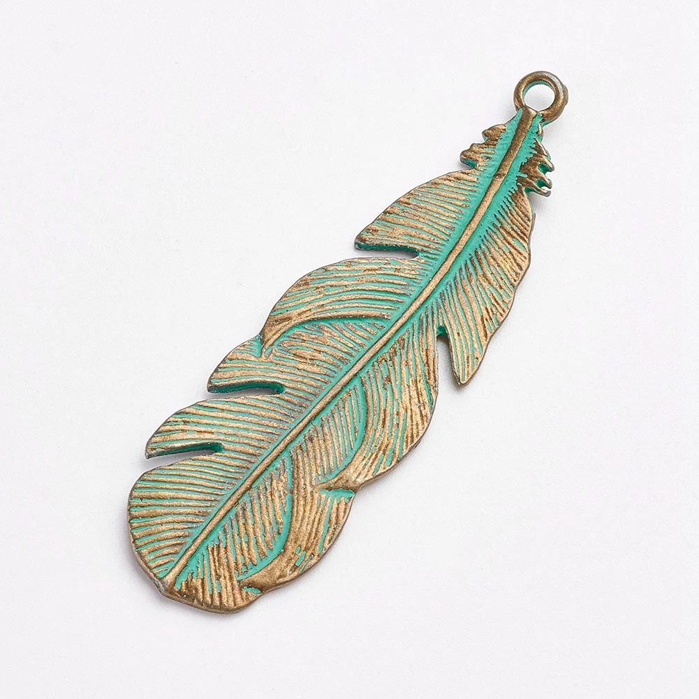 2Pcs Fashion Alloy Feather Leaf Flower Charms Tibetan Style Antique Bronze Color Pendants for Making Accessories DIY Handmade