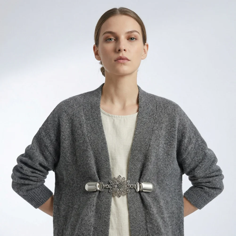 

Alloy Sweater Clips Lightweight Rust-resistant Sweater Clips Alloy Belt Cincher Accessories Retro Shawl Fasteners for Jackets