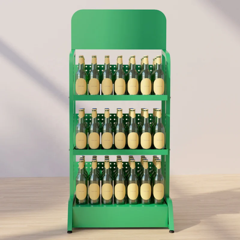 custom.Custom Modern Supermarket Beverage Can Soft Energy Drink Beer Red Wine Glass Bottle Metal Display Rack Stand
