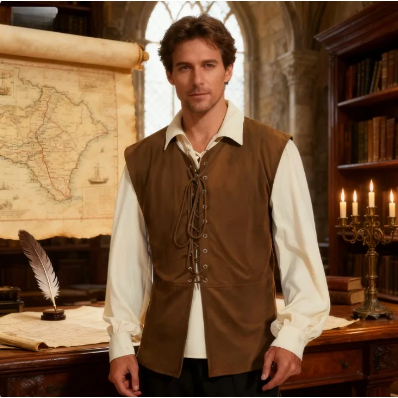 

Аксессуары для костюмов Ренессанс Пиратский дублет — регулируемая шнуровка с кожаными вставками для исторических реконструкций