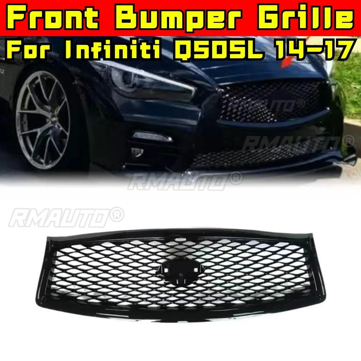 

Car Bumper Grill Decorative Strips Racing Grille Body Kit Front Bumper Grill For Infiniti Q50SL 2014-2017 Exterior Part