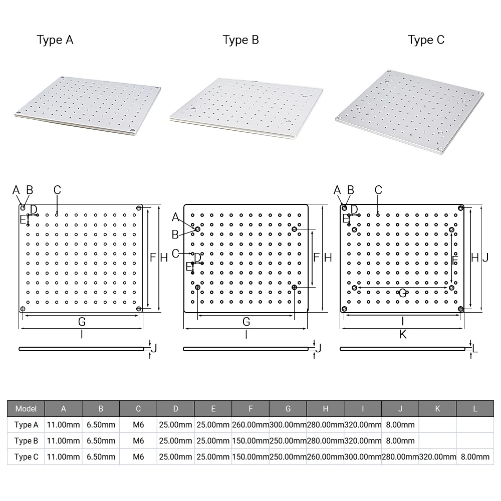 10%OFF 280x320x8mm Optical Experiment Aluminum Plate Aluminum High Magnetic Conductivity Workbench Breadboard Table Platform