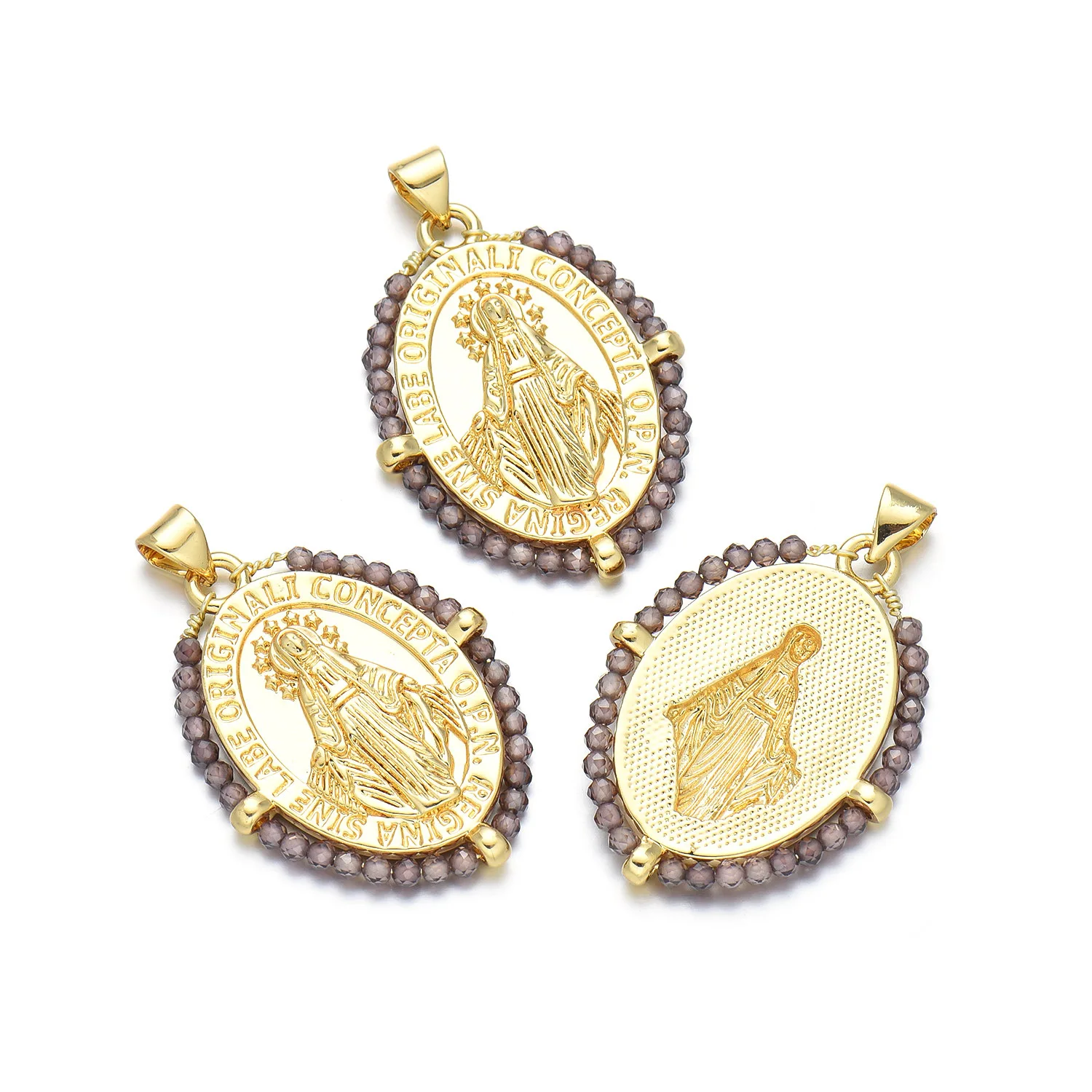 5pcs European and American Colorful Beads Virgin Mary Pendant Accessories DIY Pearl Necklace Jewelry Making Materials Wholesale