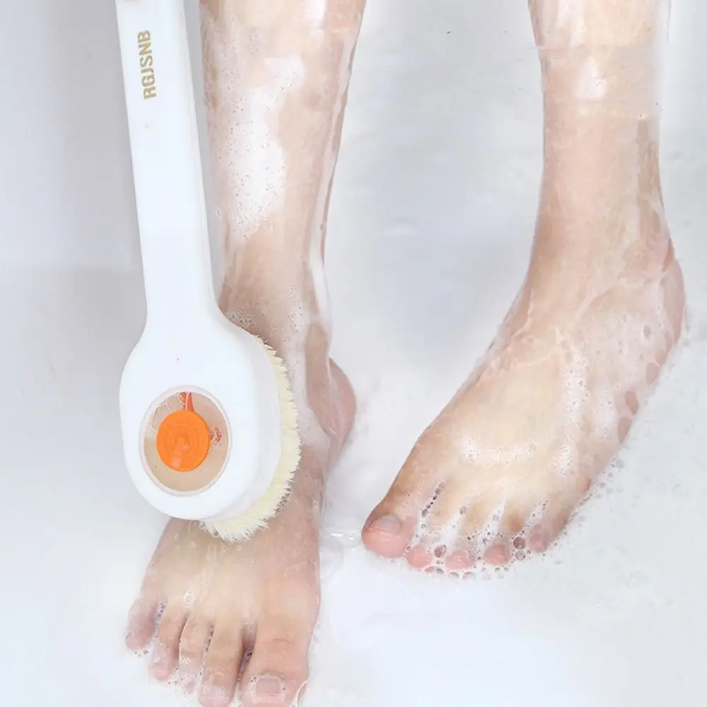 

Щетка для душа с длинной ручкой, мягкая щетина, отшелушивающая, с дозатором для мыла, удобная щетка для мытья спины для ванной и дома