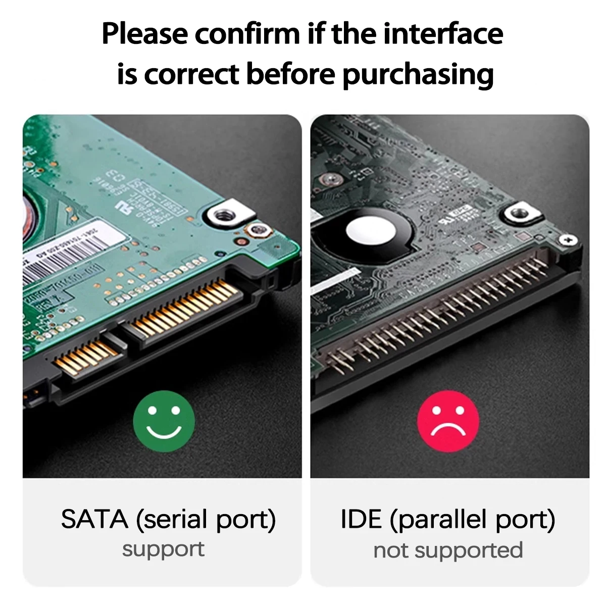 2.5/3.5 นิ้วฮาร์ดดิสก์ SATA ถึง Type C ฮาร์ดไดรฟ์อะแดปเตอร์สูงสุด 6Gbps กล่อง HDD ภายนอกสําหรับ PC แล็ปท็อปเครื่องมือ-น้อยกว่า