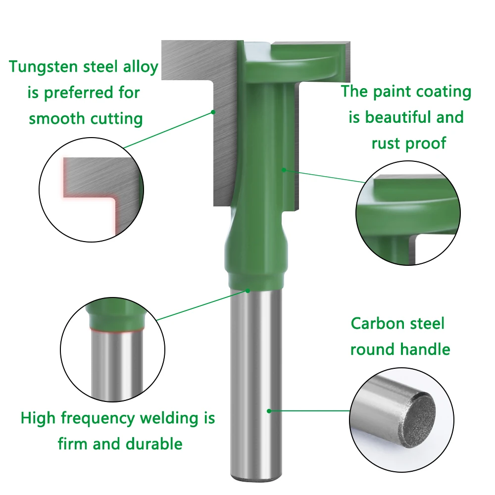 LAVIE 8mm Shank T-Slot Router Bit Milling Straight Edge Slotting Milling Cutter Cutting Handle For Wood Woodwork MC02090