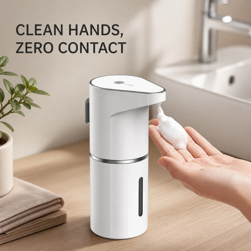 Touchless Automatic Foaming Soap Dispenser 0.25s Sensor 1200mAh USB-C Rechargeable 350mL Countertop Wall Mounted