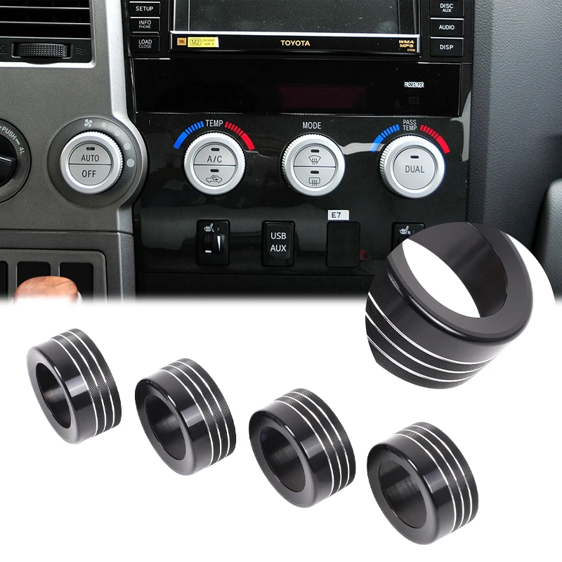 

For Toyota Tundra 2007-2013 Car Air Condition Knob Audio Volume Control Button Circle Decoration Trim Ring Cover Accessories