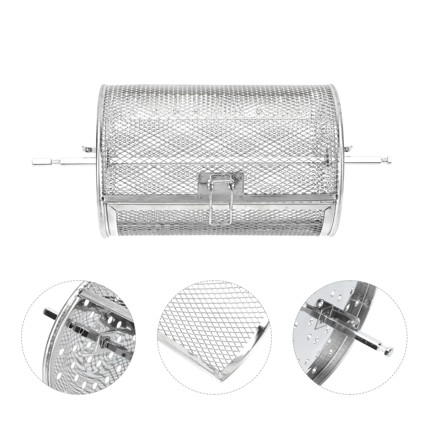 

12x18cm Grilled Cage Turkey Grill Rack Grill Shaft Barbeque Grill Roaster Air Fryer Grill Basket Silver Grilling Accessories