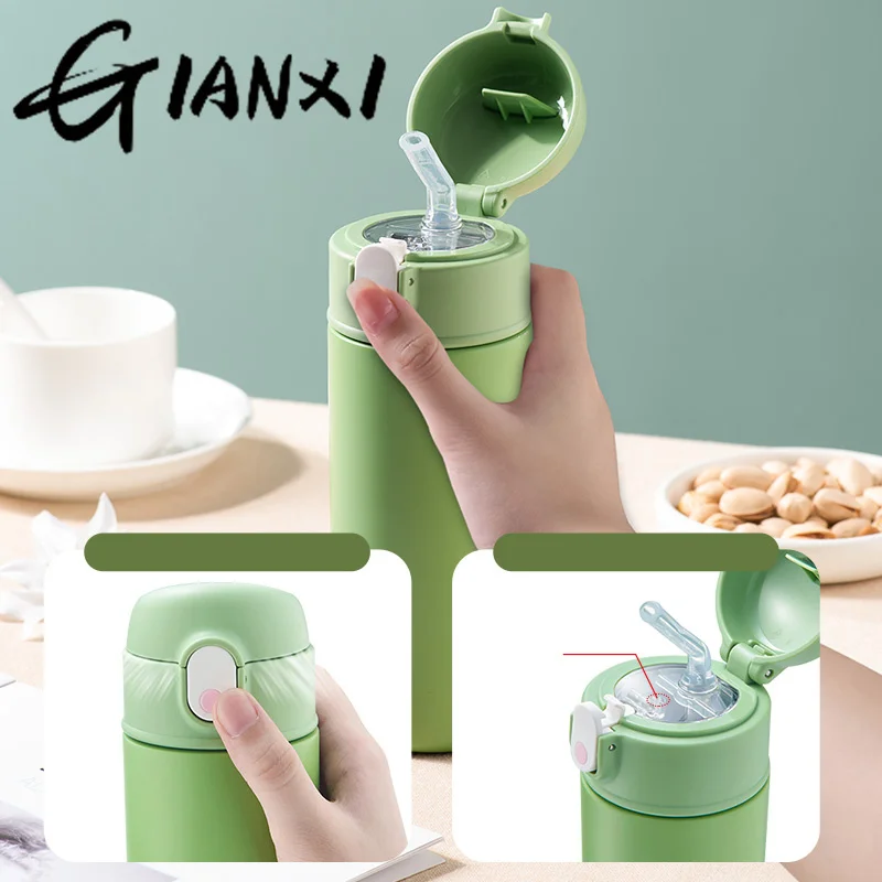 GIANXI كذاب القش كوب قارورة عازلة الفولاذ المقاوم للصدأ Termos زجاجة ماء بسيطة Ins نمط المحمولة أكواب معزولة درينكوير #2