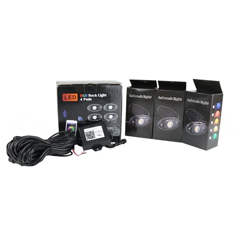 Car foot light, ambient light, 9-light LED chassis light, flashing, one drag, four Bluetooth APP control