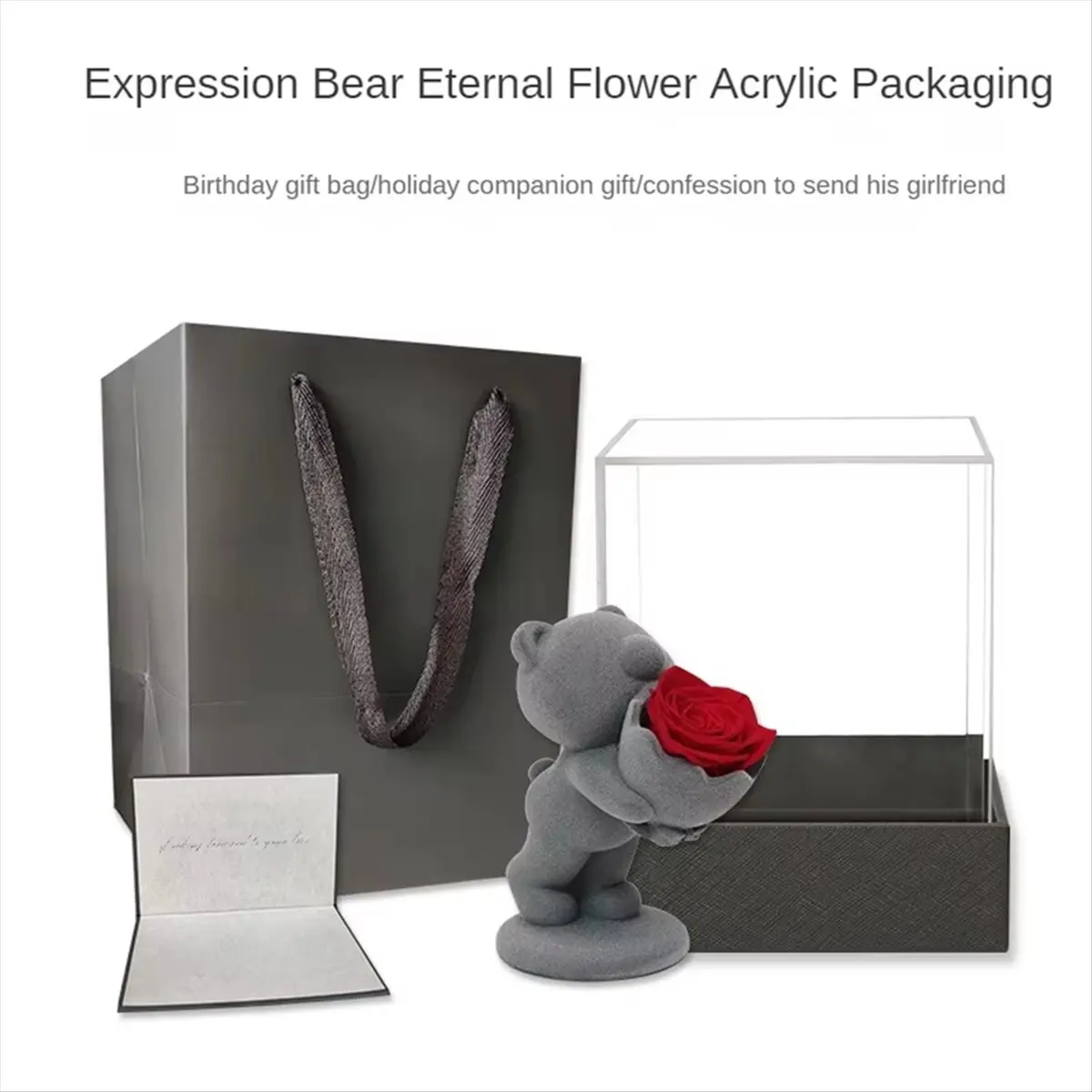 AA77 Luxurious Plush Rose Bouquet with Eternal Flower & Doll Bear - Perfect for Girlfriend'S Birthday, Valentine'S Day
