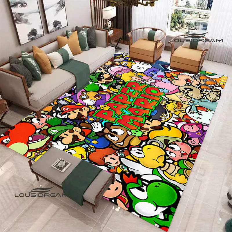 Tapis imprimés de dessin animé m-mario-bros en 3D, antidérapant, zone de coussin de yoga, pour l'extérieur, mignon, cadeau d'anniversaire