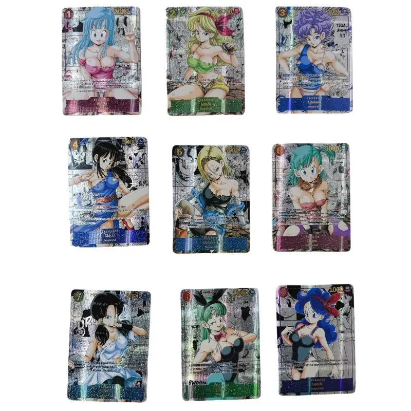 Dragon Ball Flash Card Chichi Bulma Launch Android 18 Lunfang Diy 9 Sheets Action Toy Figures Anime Game Collection Gifts Friend