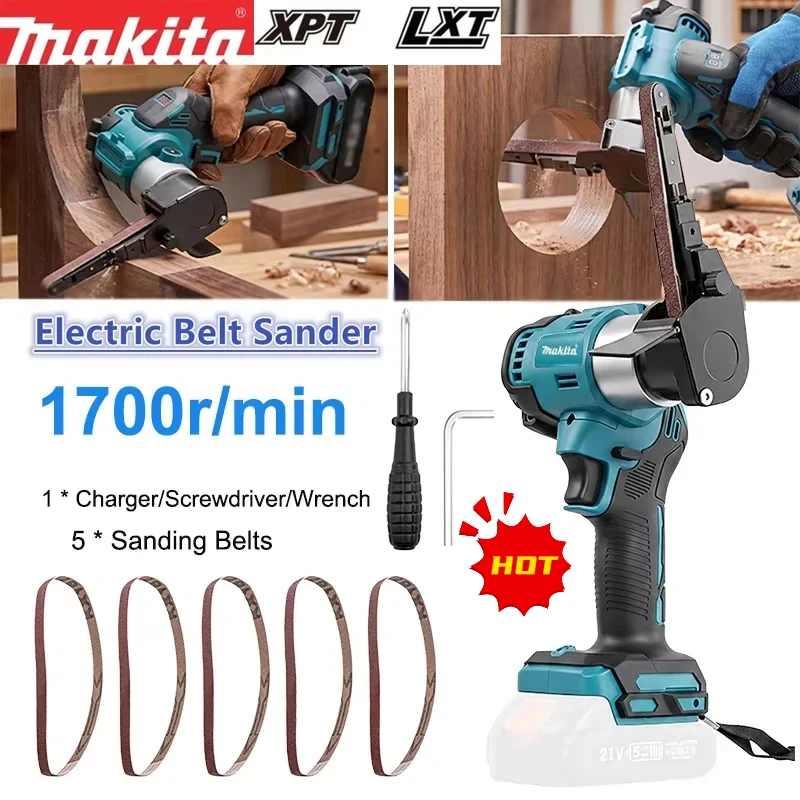 Makita Brushless Electric Mini Belt Sander For18-21V Battery Cordless Sander Polisher Power Tools with Belts for Wood Metal Work