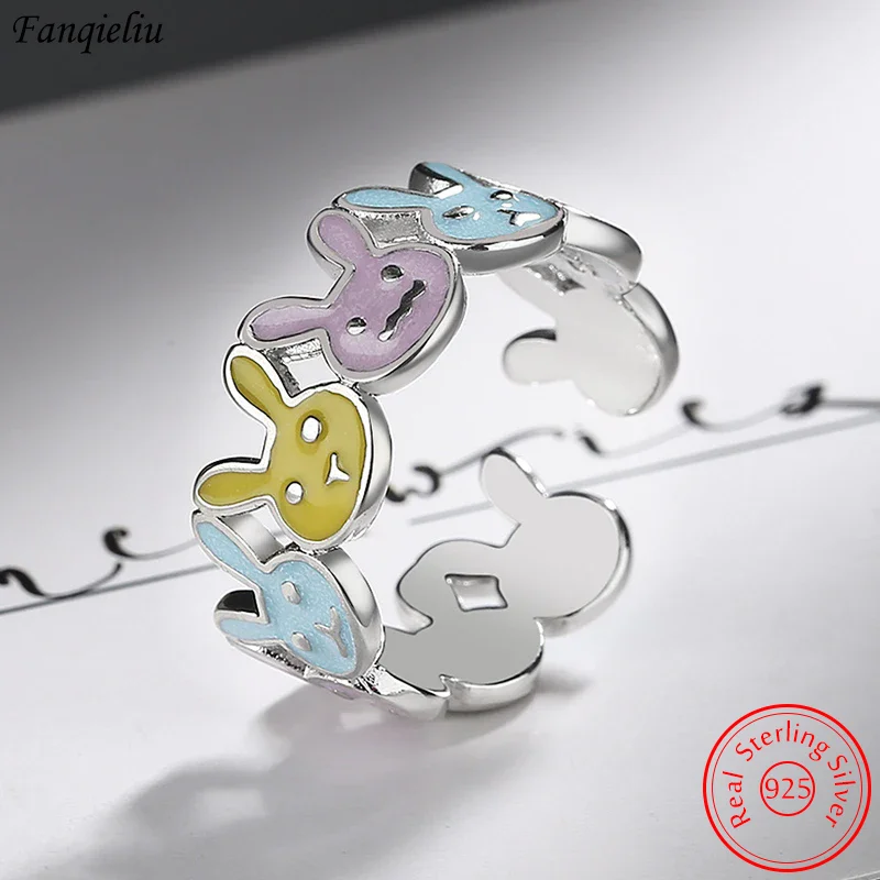 

Fashion Jewelry Cute Rabbit Lady's 925 Sterling Silver Ring New FQL23236
