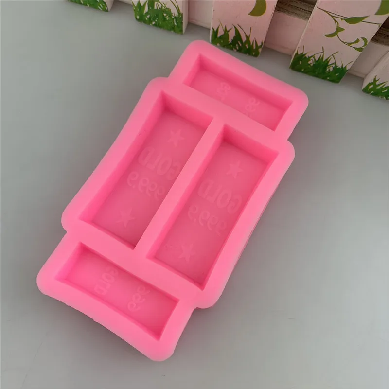 1 piece, simulated gold flip sugar silicone baked cake decoration Chinese style gold bar chocolate mold