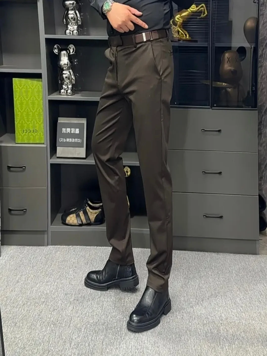 

Busin Casual Slim Fit Men's Pants mid Waist Faionable Autumn New Arrival Micro Cone Versatile Sli Antimicrobial