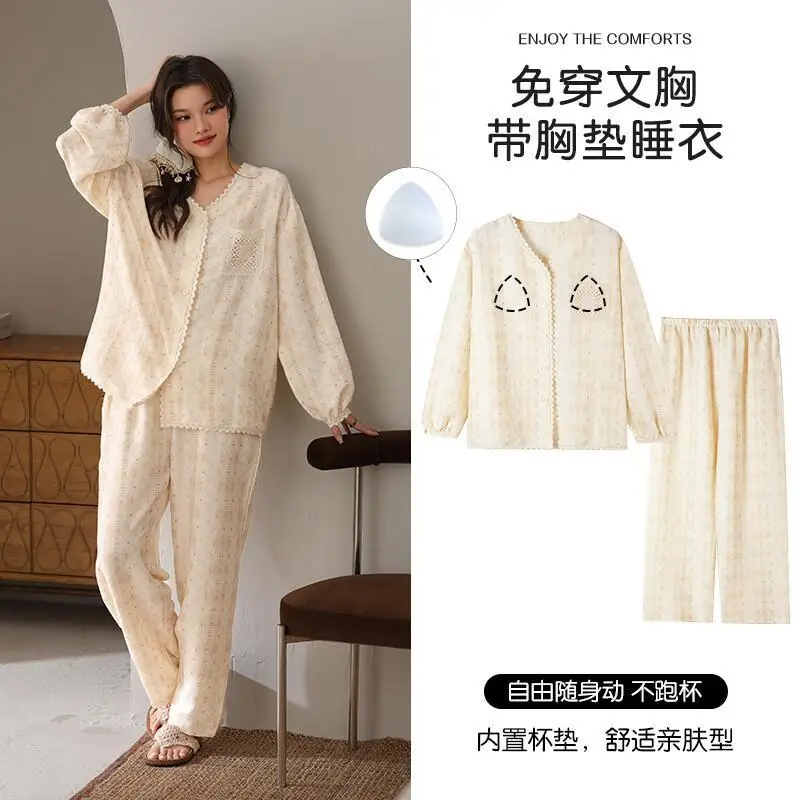 PJs Set ventilare il sonno Set pigiama da donna Pigiama invernale caldo da donna Pigiama per vestiti per la casa alla moda Set pigiama carino e morbido