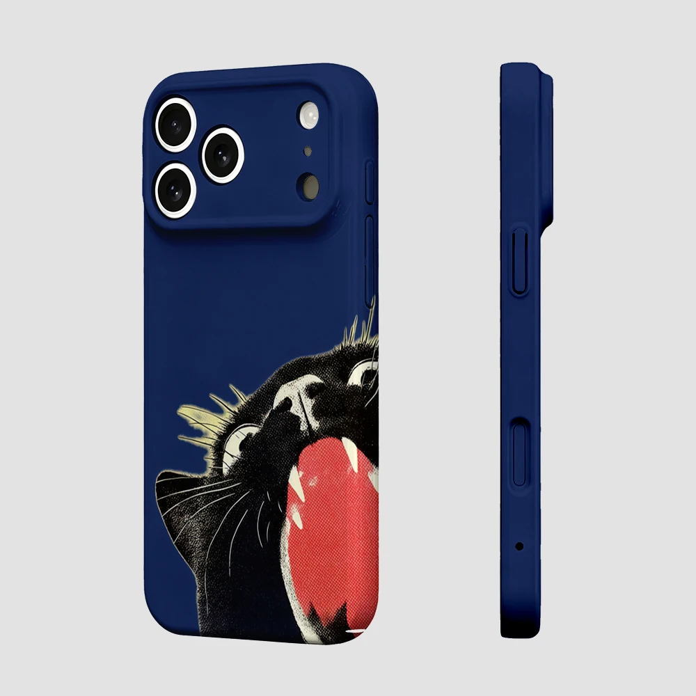 Silly Black Cat blue Phone Case For iPhone 17 16 15 14 13 12 11 Pro Max Air 16e 7 8 Plus XS Max X XR Hard PC Bumper Cover - view 5