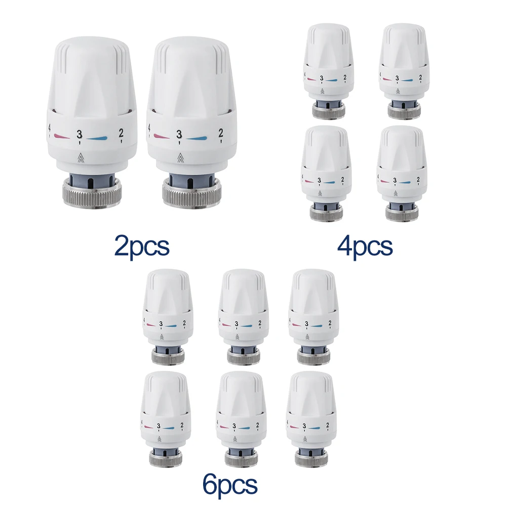 Válvula termostática do radiador para a substituição do escritório home, plástico durável ajustável, sistema de aquecimento TRV, 5 níveis, 2 PCes, 4 PCes, 6 PCes