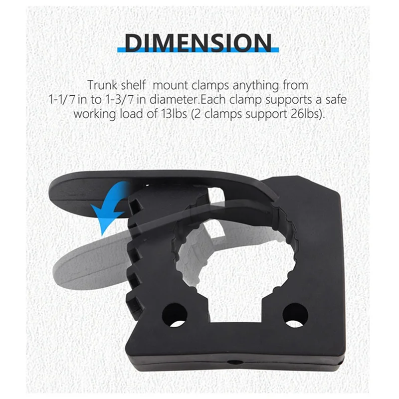 Suporte de pá para suporte de alça ABAH-Jack, montagem de braçadeira de borracha cabe em ferramentas de 1-1/7 polegadas a 1-3/7 polegadas de diâmetro