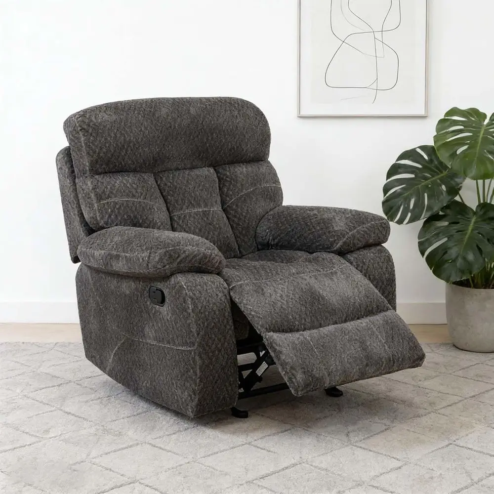 

41 Reclining Living Room Couch with Soft Upholstery, Wide Armrests, Wall-Hugger Design (Brown, 1 Seat)