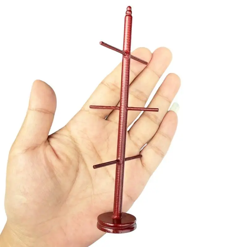 1Pcs 1:12 Dollhouse Miniature Redwood Coat Rack Furniture Model Toy Doll House Decor Accessories Mini Wooden Retro Scene Props