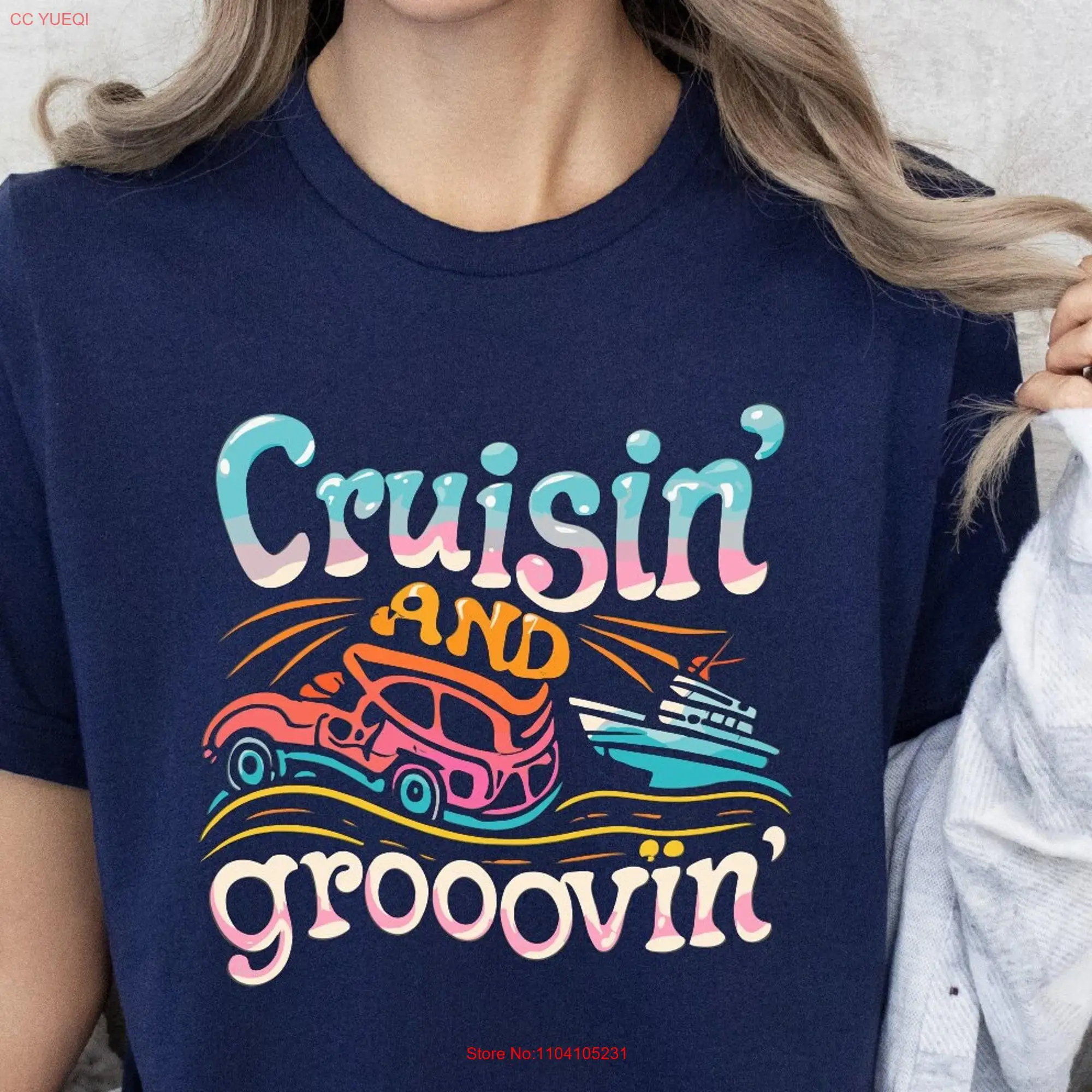 Cruisin and Groovin T Shirt Cruise Vacation Vacay Ship BoaT Cruisin' Travel Cruising long or short sleeves