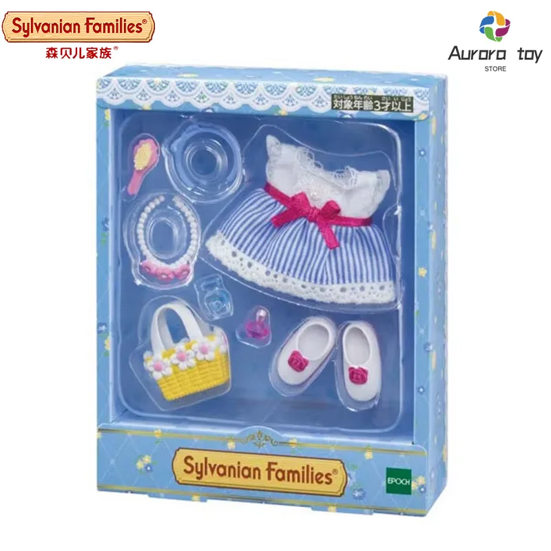 Cute Sylvanian Families Anime Figures Replace Clothes Toy Pajamas Hats School Uniform Formal Dress Family Girl Christmas Gift