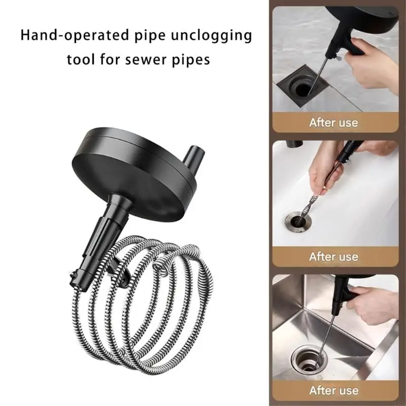 Drain Cleaner Rod With Handle For Residential Plumbing Emergencies Heavy Duty Y5GB