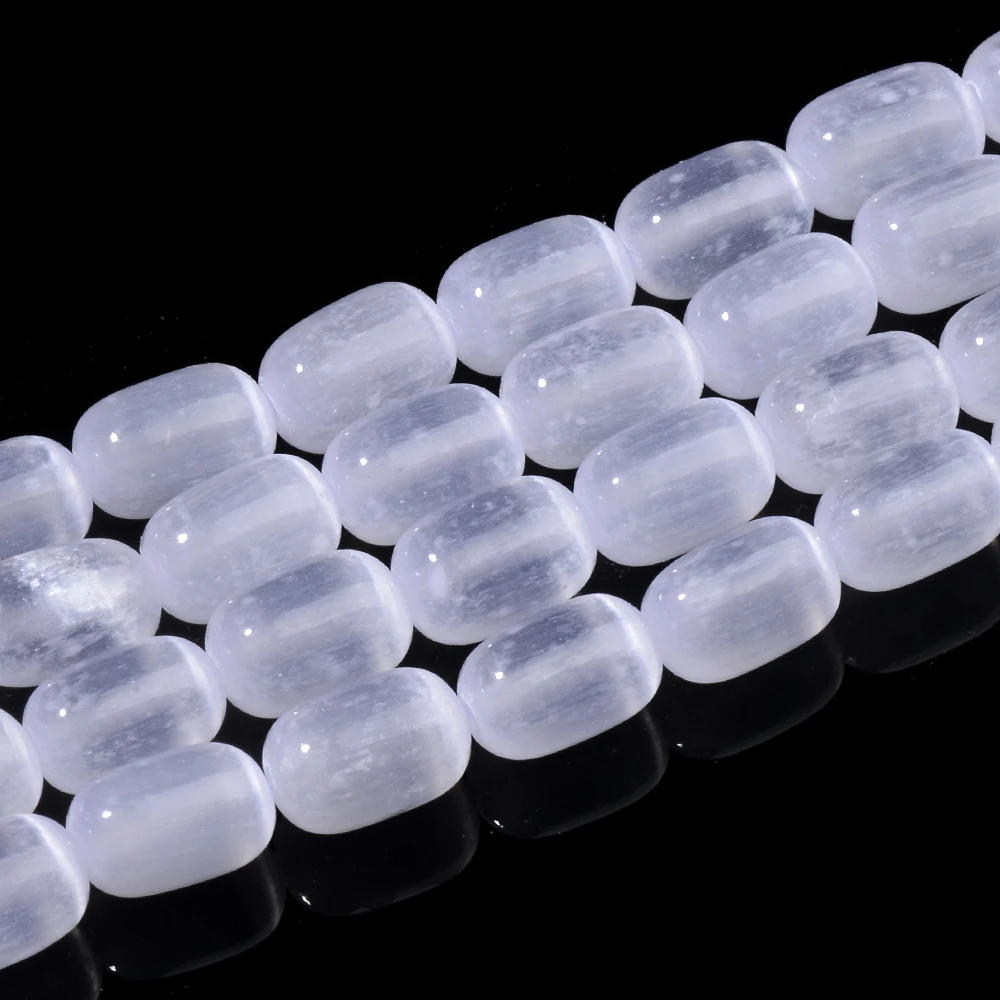 Natural Rainbow Color Selenite loose bead Calcite  Drum DIY bracelet necklace making