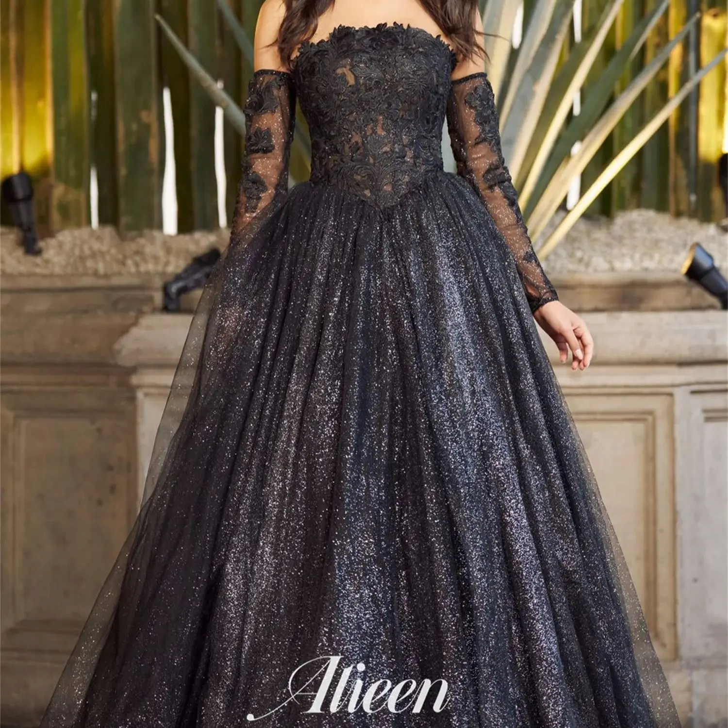 

Aileen A-line Black Customized Shiny Lace Elegant Evening Dress Woman Prom Dresses 2025 Robe Soiree Party Special Occasions Gala