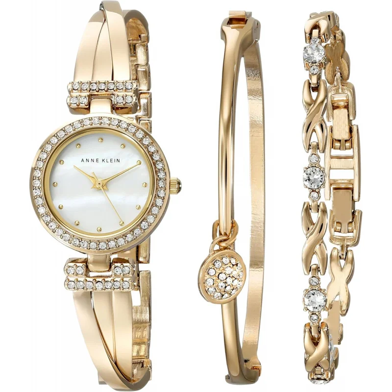 

Women's Crystal Diamond Accent Bangle Watch & Bracelet Set - Premium Fashion Jewelry for Daily Wear Holiday Gift