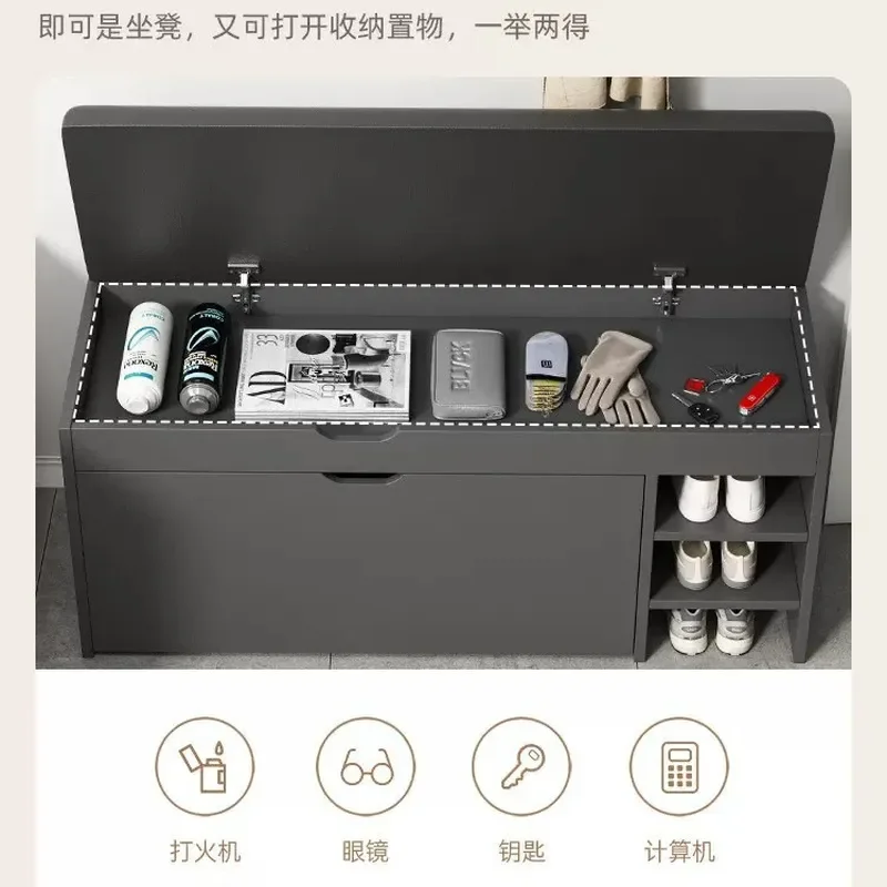 Italian Tipping Bucket Shoe Cabinet Light Luxury High End Home Storage Entrance Wall Mounted Shoe Changing Stool Integrated