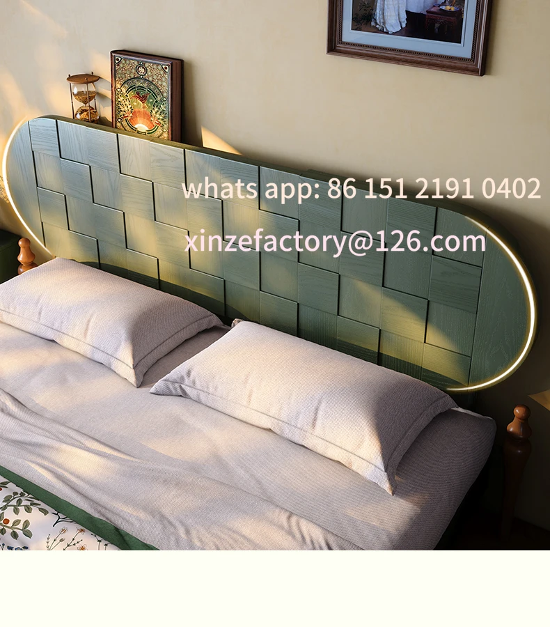 

Customizable Full Solid Wood Bed French Medieval 1.8m Small Unit Master Bedroom Simple Medieval Ash Wood Retro Double Bed