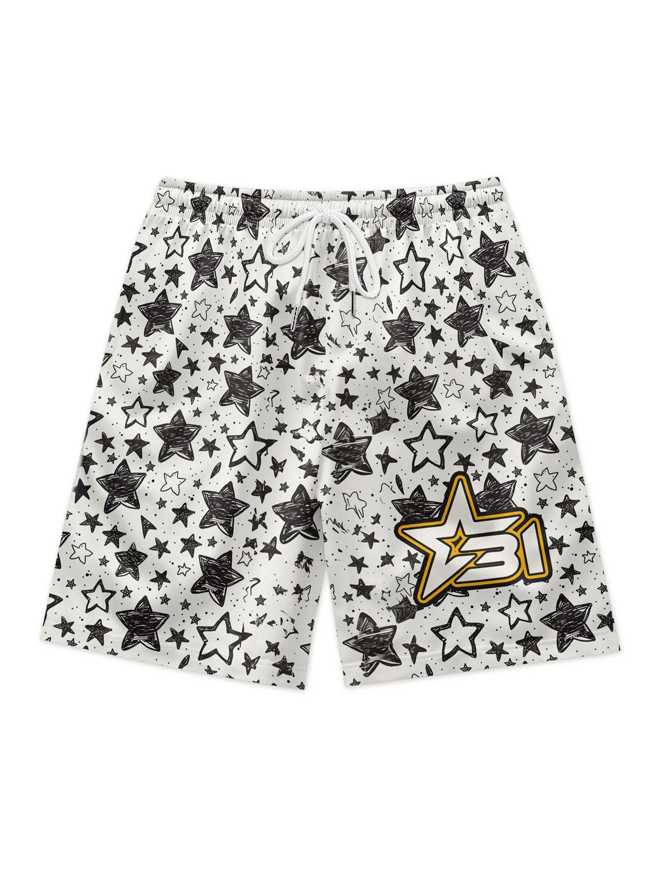 

Men's Casual All Over Fashion Printing Beach Short Pants Drawstring Elastic Waist Shorts For Men