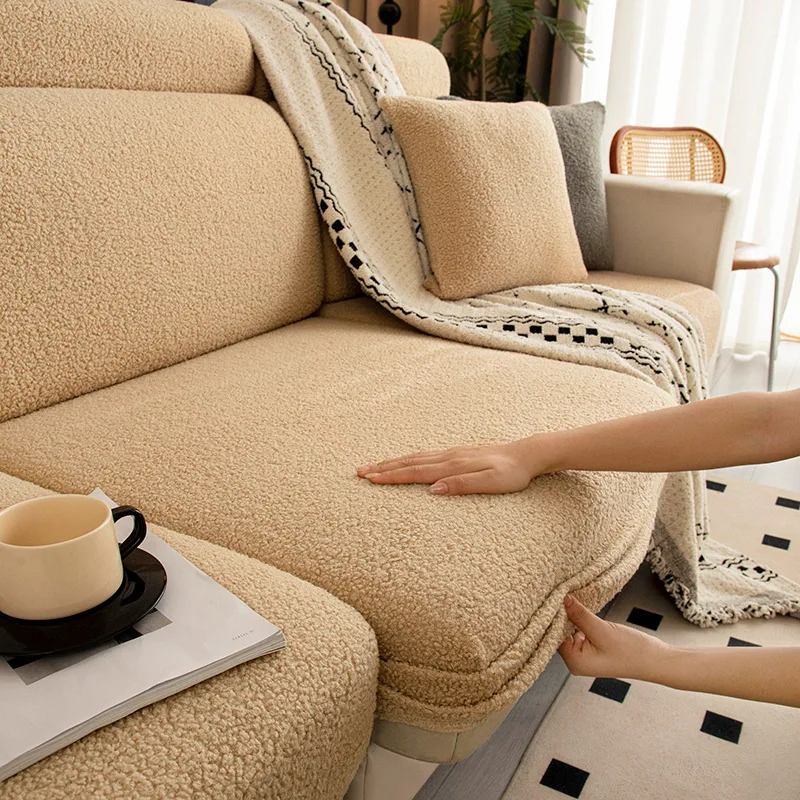 Thick Velvet Sofa Cushion Cover Winter Warm Sofa Slipcover 2026 Anti-slip Couch Modular Sofa Seat Cover