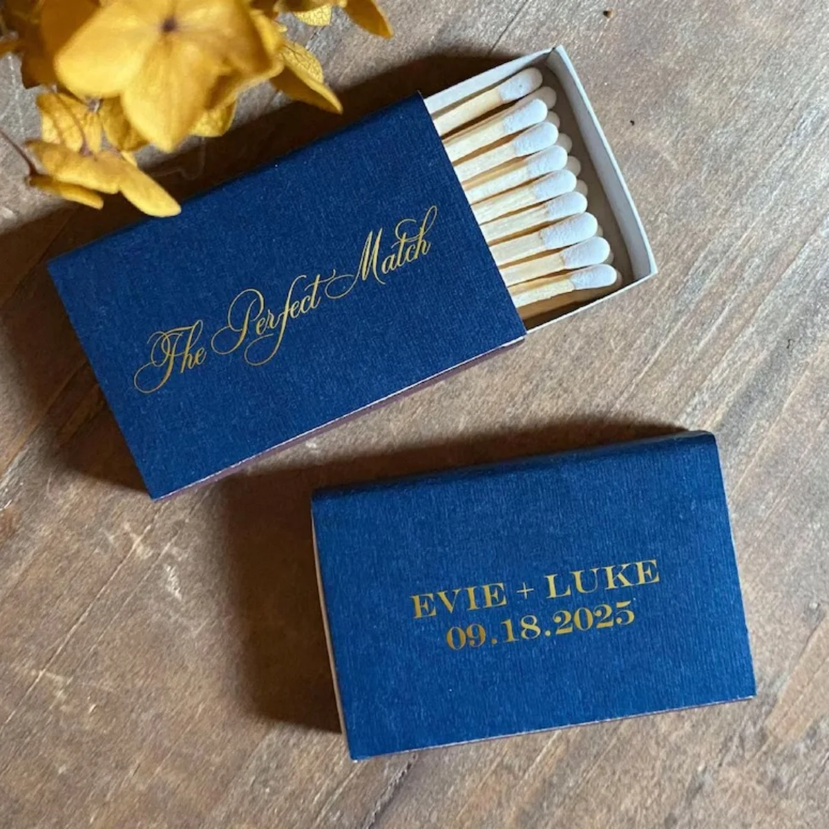 

The Perfect Match Personalized Matches || Wedding Matches Custom Matchbox, Wedding Favors for Guests, Wedding Send Off Cigar Bar