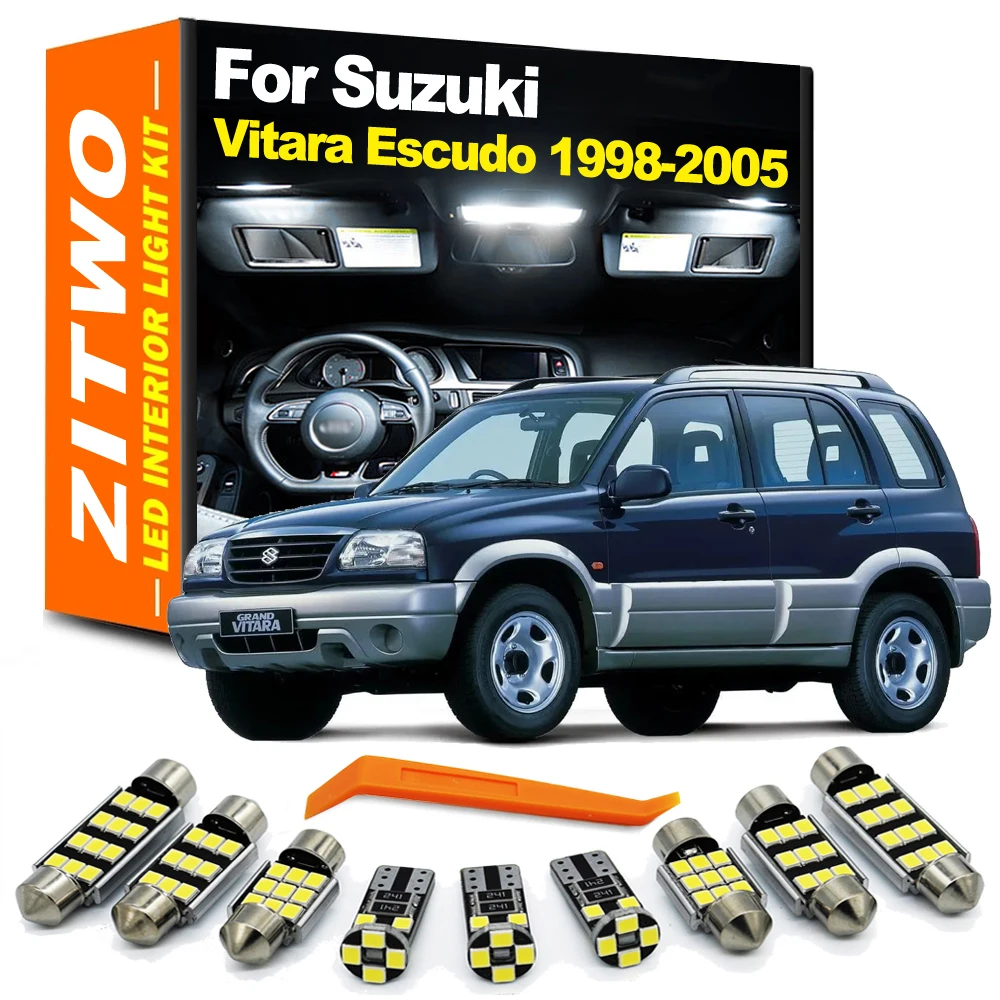 ZITWO 12 sztuk do Suzuki Grand Vitara Escudo 1999 2000 2001 2002 2003 2004 2005 Żarówka LED Oświetlenie wewnętrzne Zestaw lamp tablicy rejestracyjnej