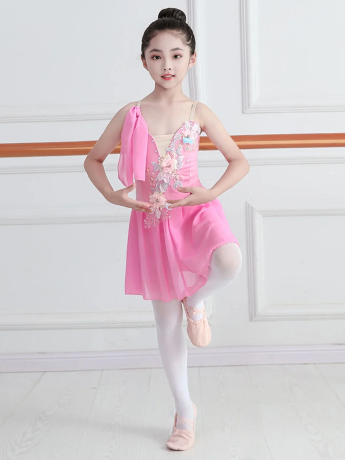 Children Ballet Dress Girls Pink Blue White Chiffon Classical Leotard Ballet Dress For Kids Modern Dance Chinese Sling Dress