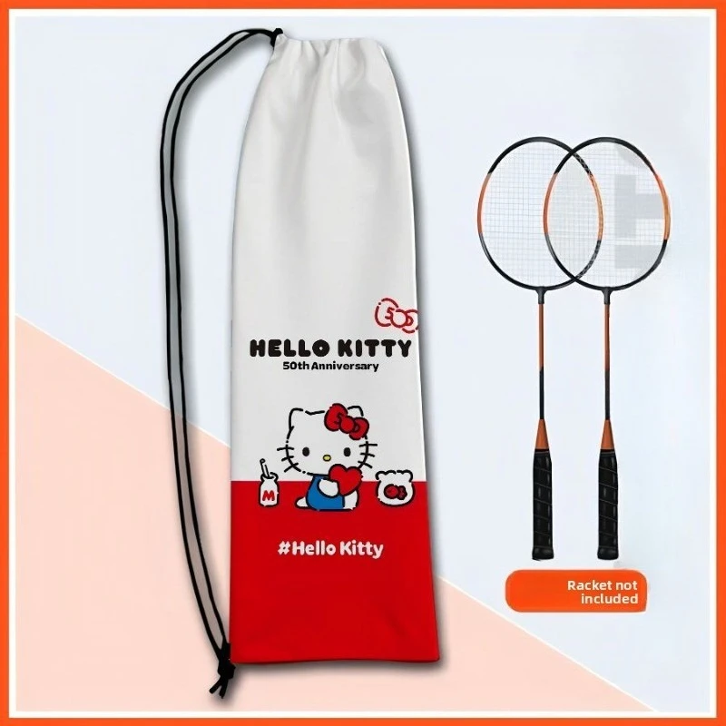 Cute Hello Kitty 50th Anniversary Badminton Racquet Drawstring Storage Bag Cartoon Sports and Leisure Storage Bag Holiday Gift