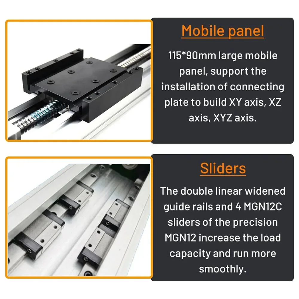 Imagem -04 - Largura Carga Pesada Deslizante Tabela Totalmente Fechado Módulo Linear Stage Rail Guide Cnc Módulo Pcs Mgn12c Ballscrew Sfu1605 1610 90 mm